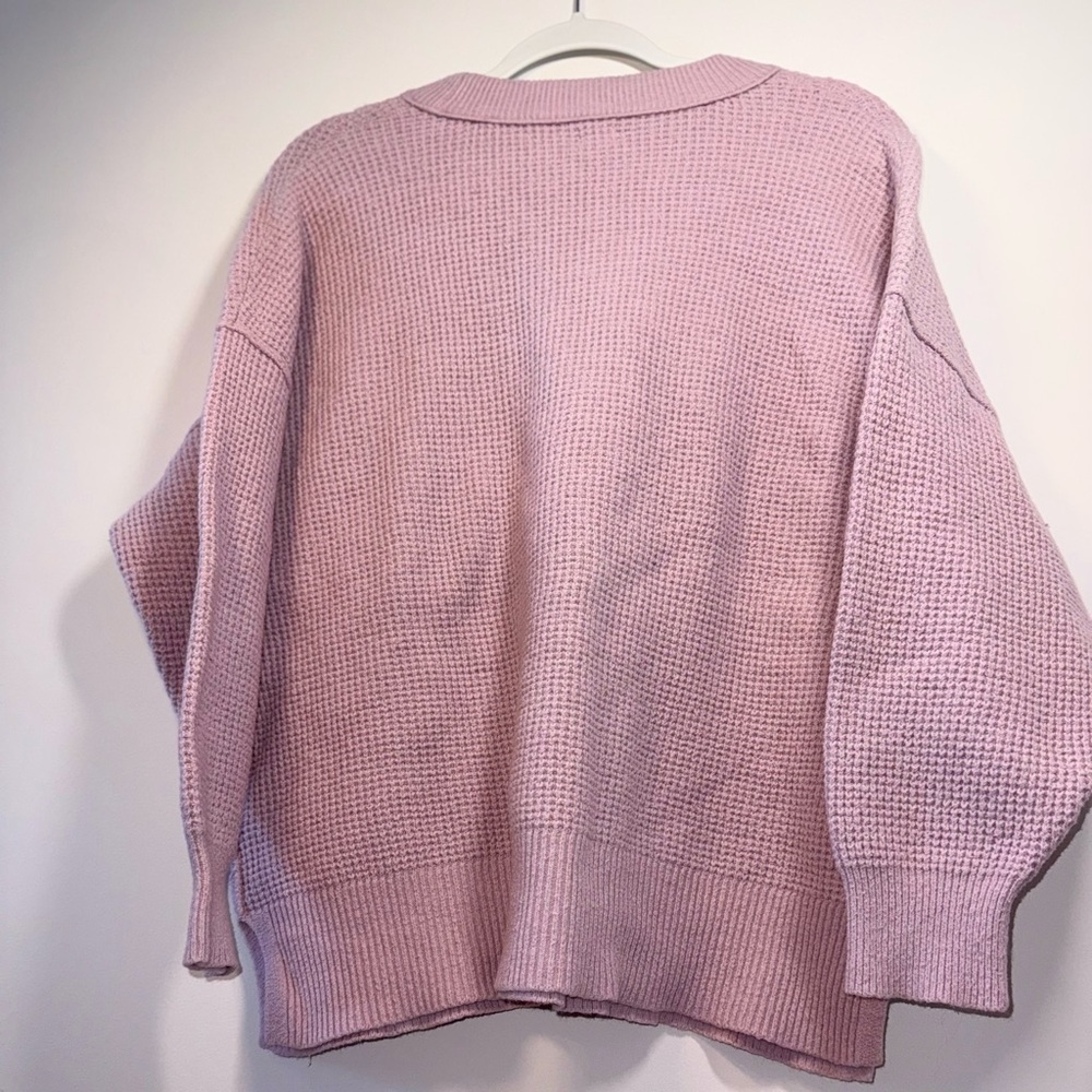 Aerie Women’s Pink Pullover Crew Neck Waffle Knit Sweater size Medium - Picture 9 of 14